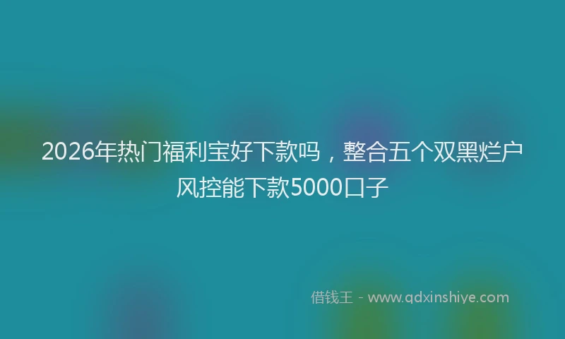 2026年热门福利宝好下款吗，整合五个双黑烂户风控能下款5000口子