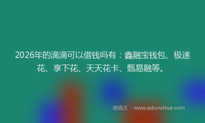 2026年的滴滴可以借钱吗有：鑫融宝钱包、极速花、享下花、天天花卡、甄易融等。