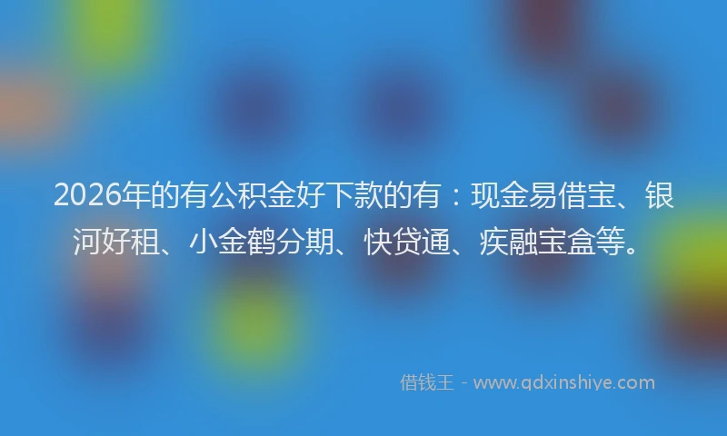 2026年的有公积金好下款的有：现金易借宝、银河好租、小金鹤分期、快贷通、疾融宝盒等。