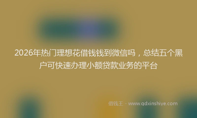 2026年热门理想花借钱钱到微信吗，总结五个黑户可快速办理小额贷款业务的平台