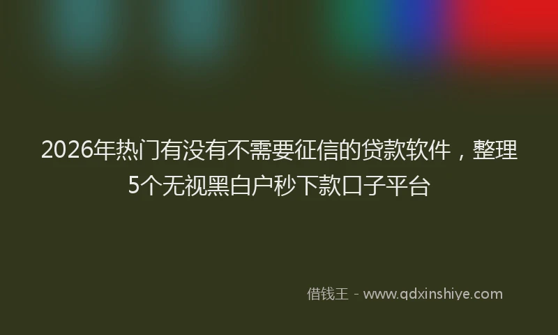 2026年热门有没有不需要征信的贷款软件，整理5个无视黑白户秒下款口子平台