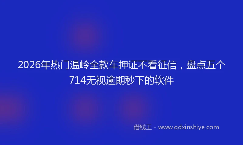 2026年热门温岭全款车押证不看征信，盘点五个714无视逾期秒下的软件