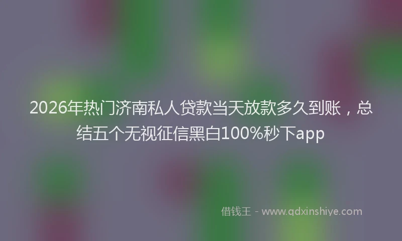 2026年热门济南私人贷款当天放款多久到账，总结五个无视征信黑白100%秒下app