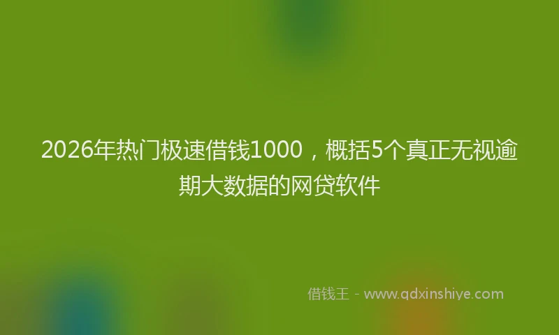 2026年热门极速借钱1000，概括5个真正无视逾期大数据的网贷软件
