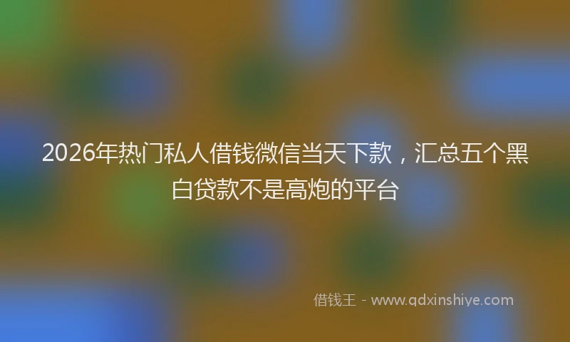2026年热门私人借钱微信当天下款，汇总五个黑白贷款不是高炮的平台