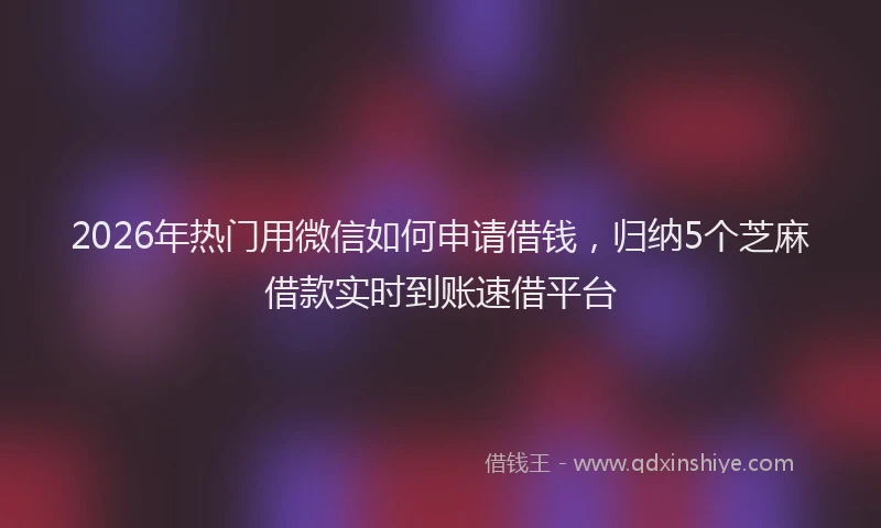 2026年热门用微信如何申请借钱，归纳5个芝麻借款实时到账速借平台