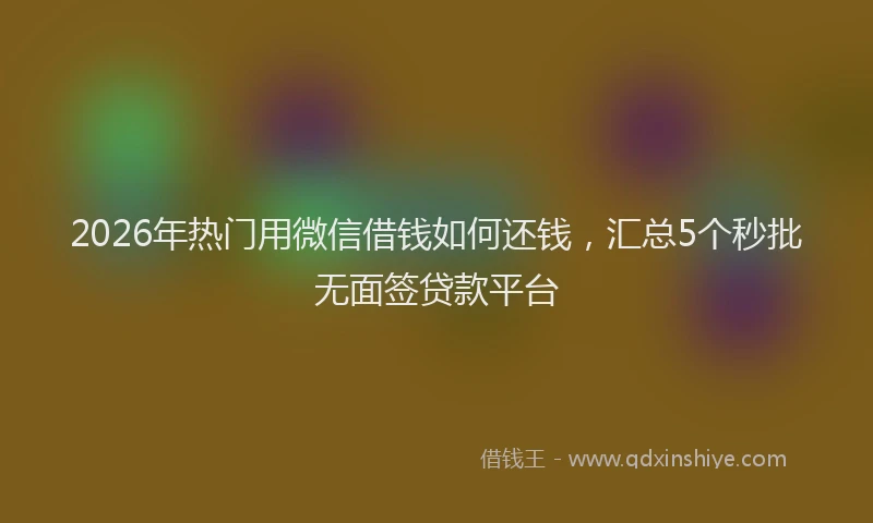 2026年热门用微信借钱如何还钱，汇总5个秒批无面签贷款平台