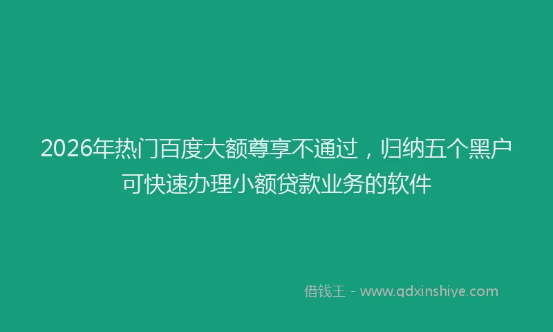 2026年热门百度大额尊享不通过，归纳五个黑户可快速办理小额贷款业务的软件