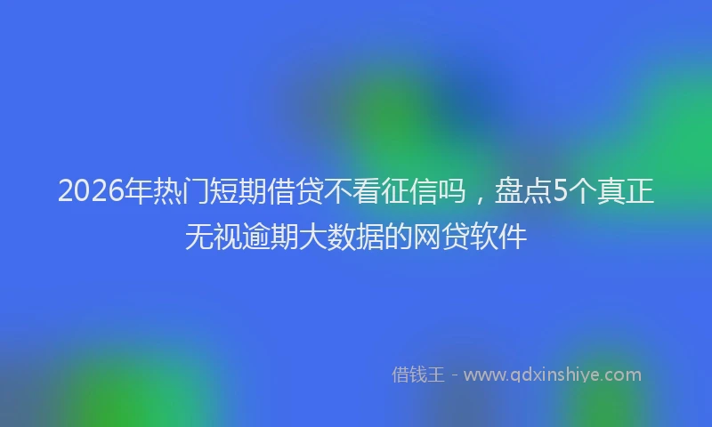 2026年热门短期借贷不看征信吗，盘点5个真正无视逾期大数据的网贷软件