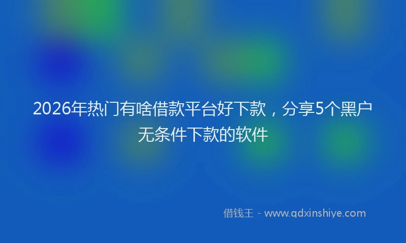 2026年热门有啥借款平台好下款，分享5个黑户无条件下款的软件