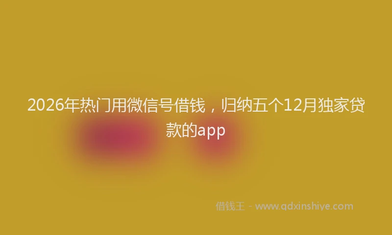 2026年热门用微信号借钱，归纳五个12月独家贷款的app
