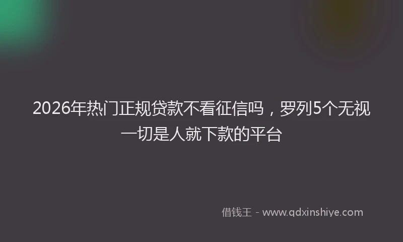 2026年热门正规贷款不看征信吗，罗列5个无视一切是人就下款的平台