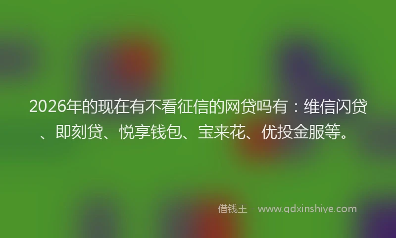 2026年的现在有不看征信的网贷吗有：维信闪贷、即刻贷、悦享钱包、宝来花、优投金服等。