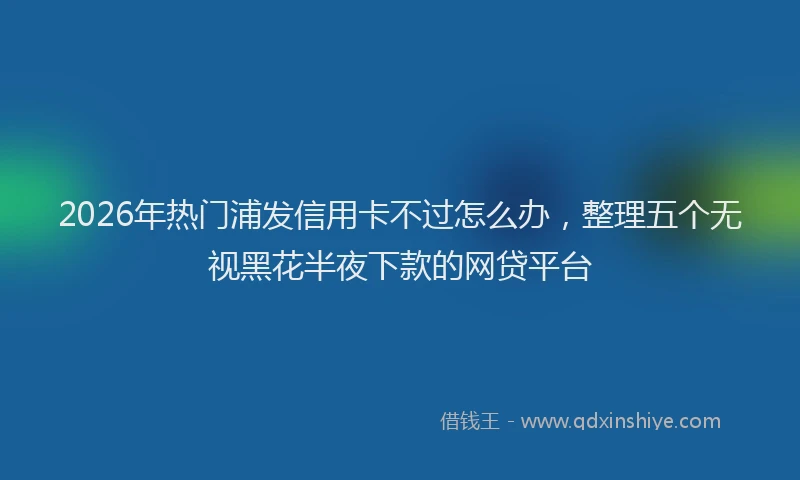 2026年热门浦发信用卡不过怎么办，整理五个无视黑花半夜下款的网贷平台