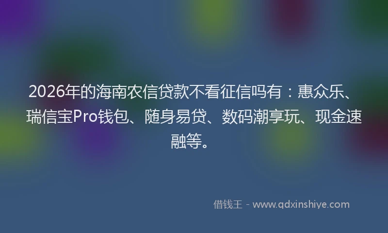 2026年的海南农信贷款不看征信吗有：惠众乐、瑞信宝Pro钱包、随身易贷、数码潮享玩、现金速融等。