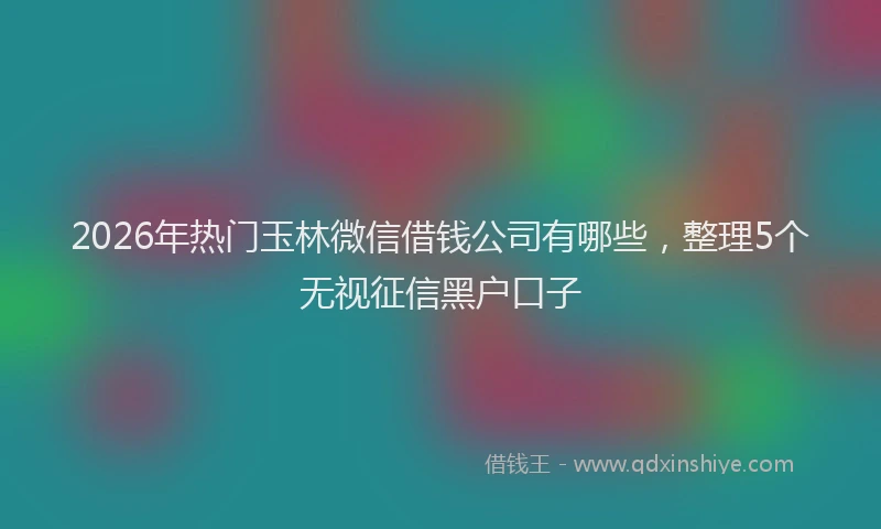 2026年热门玉林微信借钱公司有哪些，整理5个无视征信黑户口子