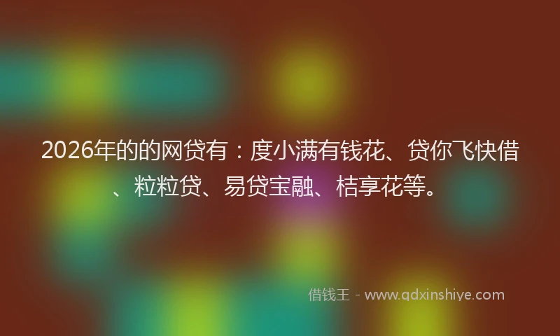 2026年的的网贷有：度小满有钱花、贷你飞快借、粒粒贷、易贷宝融、桔享花等。