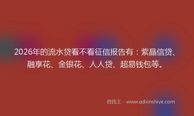 2026年的流水贷看不看征信报告有:紫晶信贷、融享花、金银花、人人贷、超易钱包等。