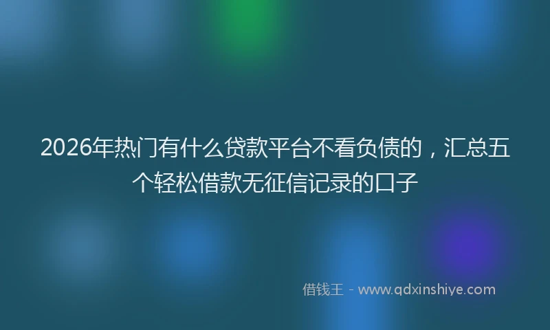 2026年热门有什么贷款平台不看负债的，汇总五个轻松借款无征信记录的口子