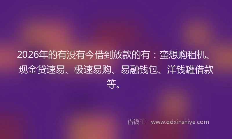 2026年的有没有今借到放款的有：蛮想购租机、现金贷速易、极速易购、易融钱包、洋钱罐借款等。