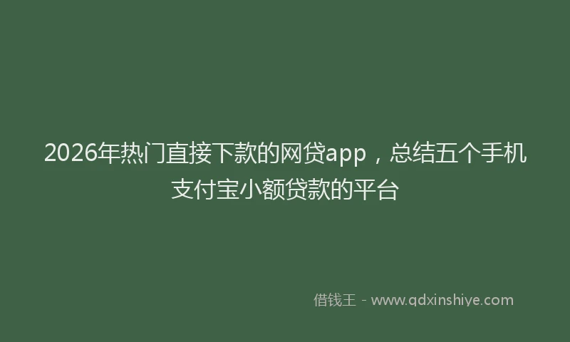 2026年热门直接下款的网贷app,总结五个手机支付宝小额贷款的平台