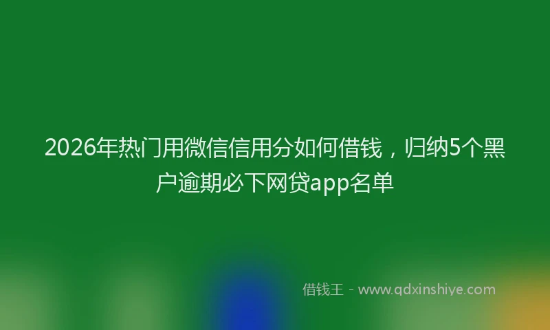 2026年热门用微信信用分如何借钱，归纳5个黑户逾期必下网贷app名单
