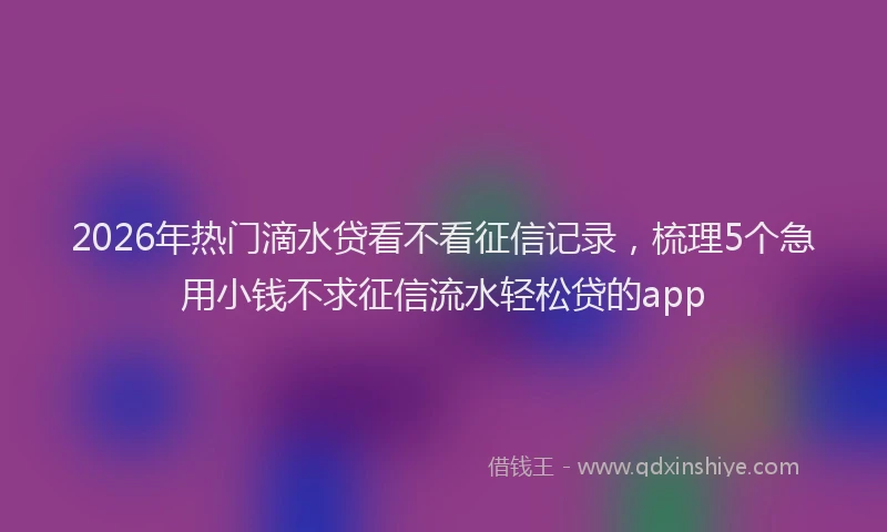 2026年热门滴水贷看不看征信记录，梳理5个急用小钱不求征信流水轻松贷的app