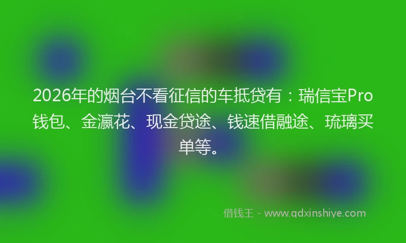 2026年的烟台不看征信的车抵贷有：瑞信宝Pro钱包、金瀛花、现金贷途、钱速借融途、琉璃买单等。