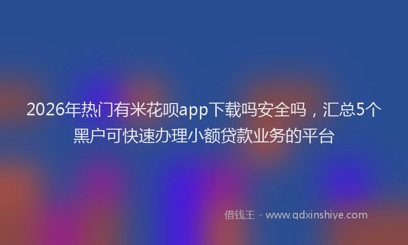 2026年热门有米花呗app下载吗安全吗，汇总5个黑户可快速办理小额贷款业务的平台