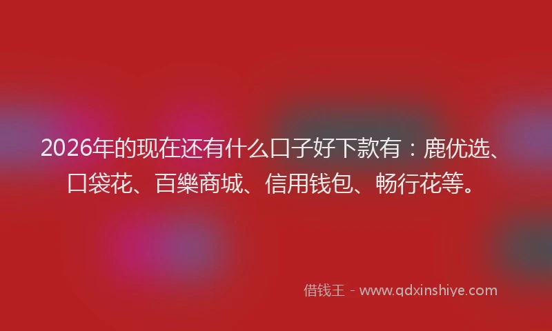 2026年的现在还有什么口子好下款有：鹿优选、口袋花、百樂商城、信用钱包、畅行花等。