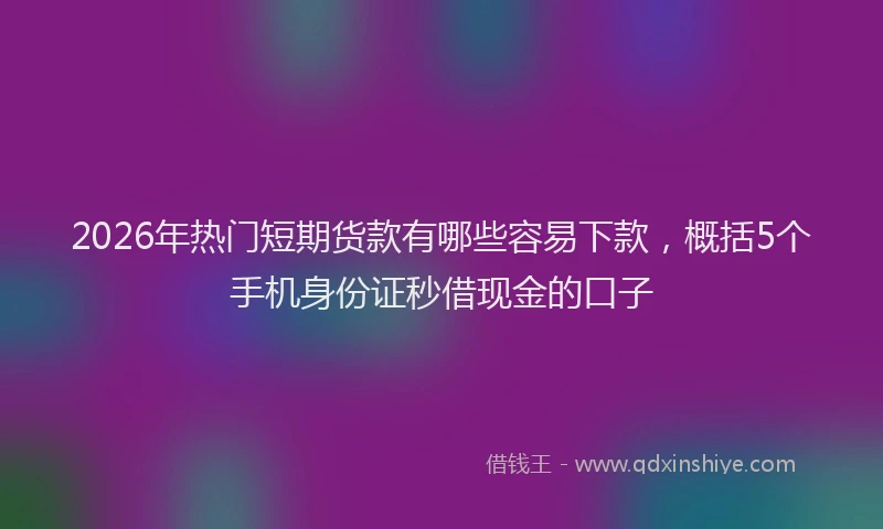 2026年热门短期货款有哪些容易下款，概括5个手机身份证秒借现金的口子