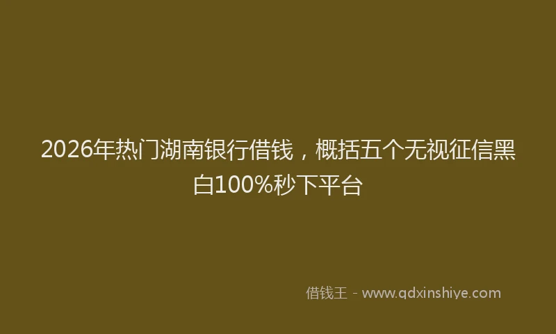 2026年热门湖南银行借钱，概括五个无视征信黑白100%秒下平台