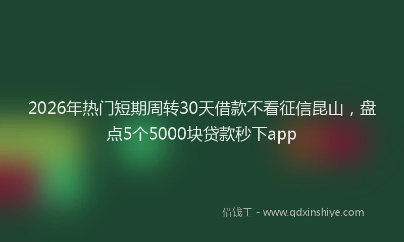 2026年热门短期周转30天借款不看征信昆山，盘点5个5000块贷款秒下app