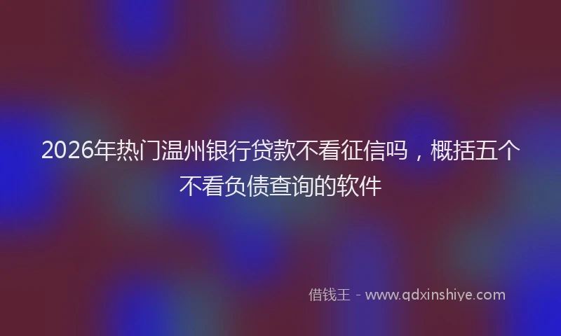 2026年热门温州银行贷款不看征信吗，概括五个不看负债查询的软件