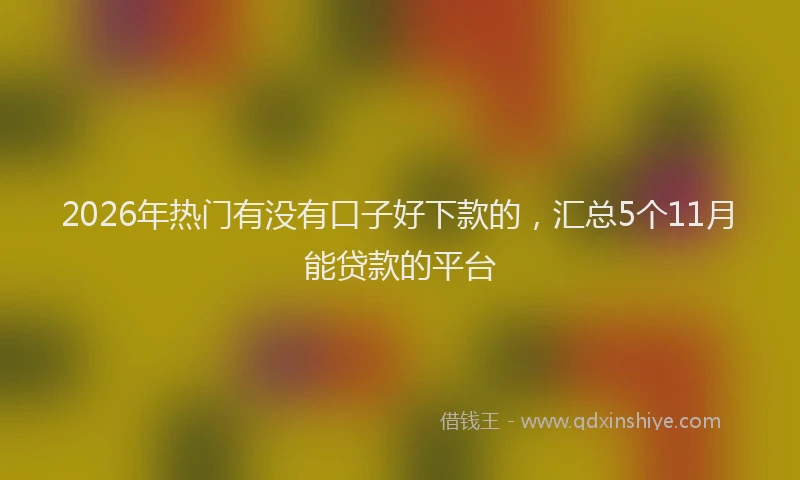 2026年热门有没有口子好下款的，汇总5个11月能贷款的平台