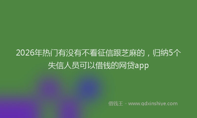 2026年热门有没有不看征信跟芝麻的，归纳5个失信人员可以借钱的网贷app