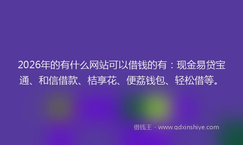 2026年的有什么网站可以借钱的有：现金易贷宝通、和信借款、桔享花、便荔钱包、轻松借等。