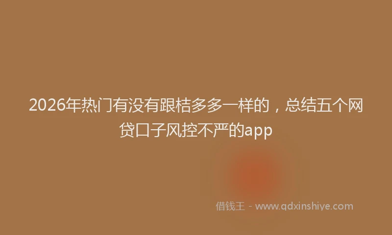 2026年热门有没有跟桔多多一样的，总结五个网贷口子风控不严的app