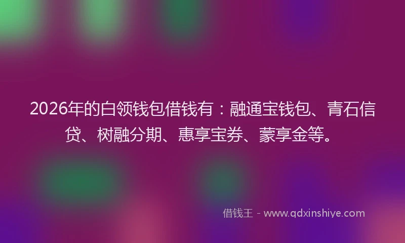 2026年的白领钱包借钱有：融通宝钱包、青石信贷、树融分期、惠享宝券、蒙享金等。