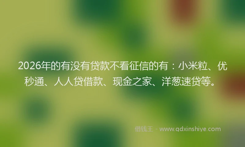2026年的有没有贷款不看征信的有：小米粒、优秒通、人人贷借款、现金之家、洋葱速贷等。