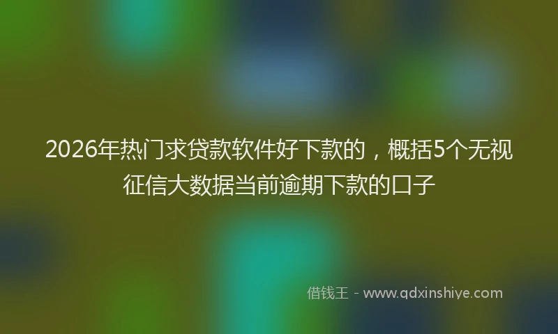 2026年热门求贷款软件好下款的，概括5个无视征信大数据当前逾期下款的口子
