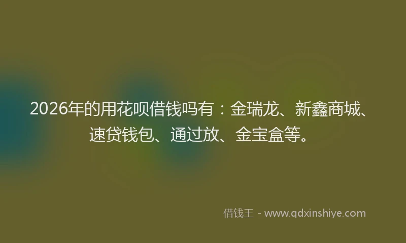 2026年的用花呗借钱吗有：金瑞龙、新鑫商城、速贷钱包、通过放、金宝盒等。