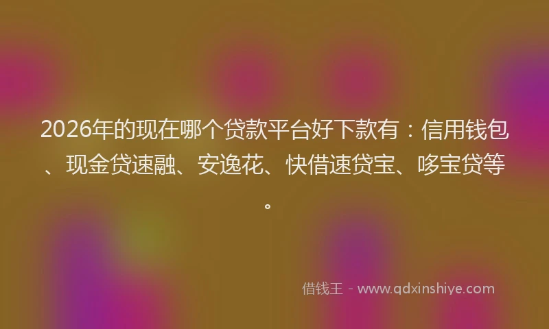 2026年的现在哪个贷款平台好下款有：信用钱包、现金贷速融、安逸花、快借速贷宝、哆宝贷等。