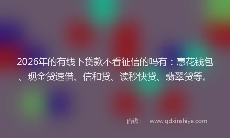 2026年的有线下贷款不看征信的吗有：惠花钱包、现金贷速借、信和贷、读秒快贷、翡翠贷等。