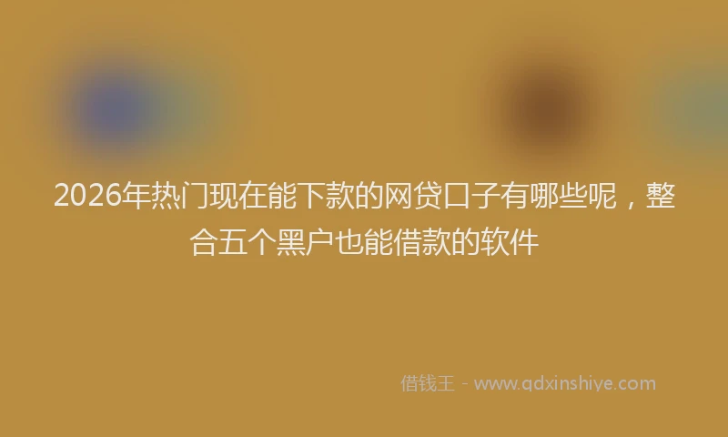 2026年热门现在能下款的网贷口子有哪些呢，整合五个黑户也能借款的软件