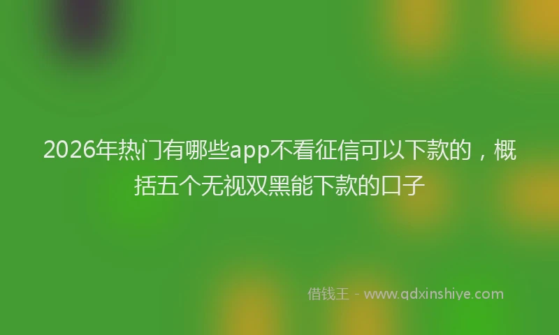 2026年热门有哪些app不看征信可以下款的，概括五个无视双黑能下款的口子