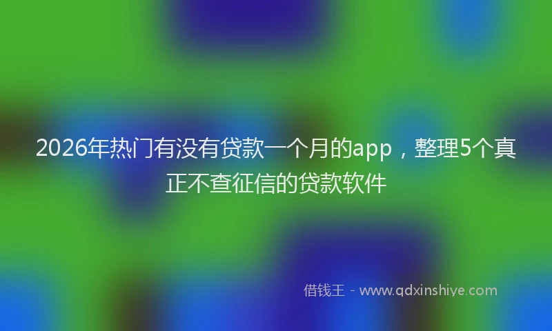 2026年热门有没有贷款一个月的app，整理5个真正不查征信的贷款软件
