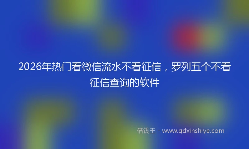 2026年热门看微信流水不看征信，罗列五个不看征信查询的软件