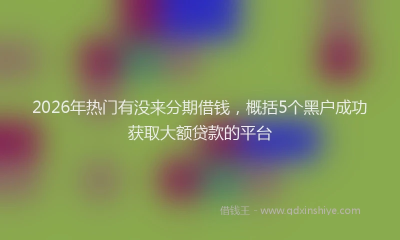 2026年热门有没来分期借钱，概括5个黑户成功获取大额贷款的平台