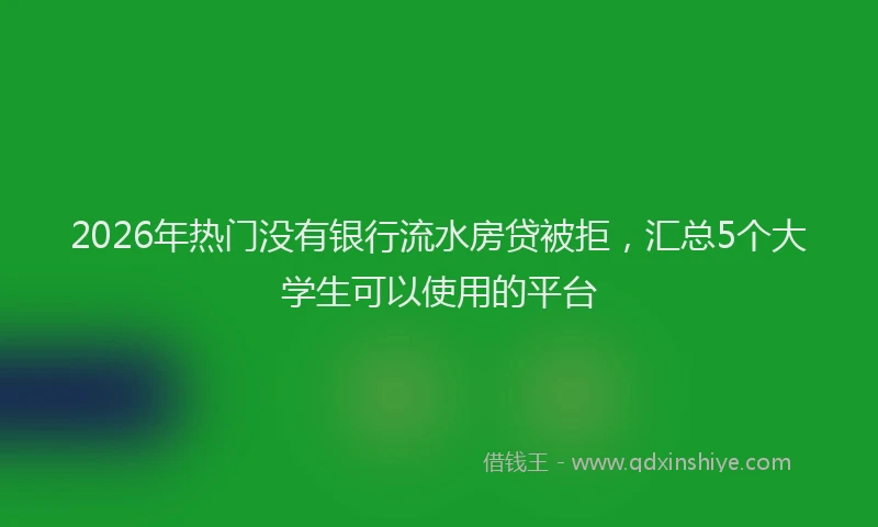 2026年热门没有银行流水房贷被拒，汇总5个大学生可以使用的平台